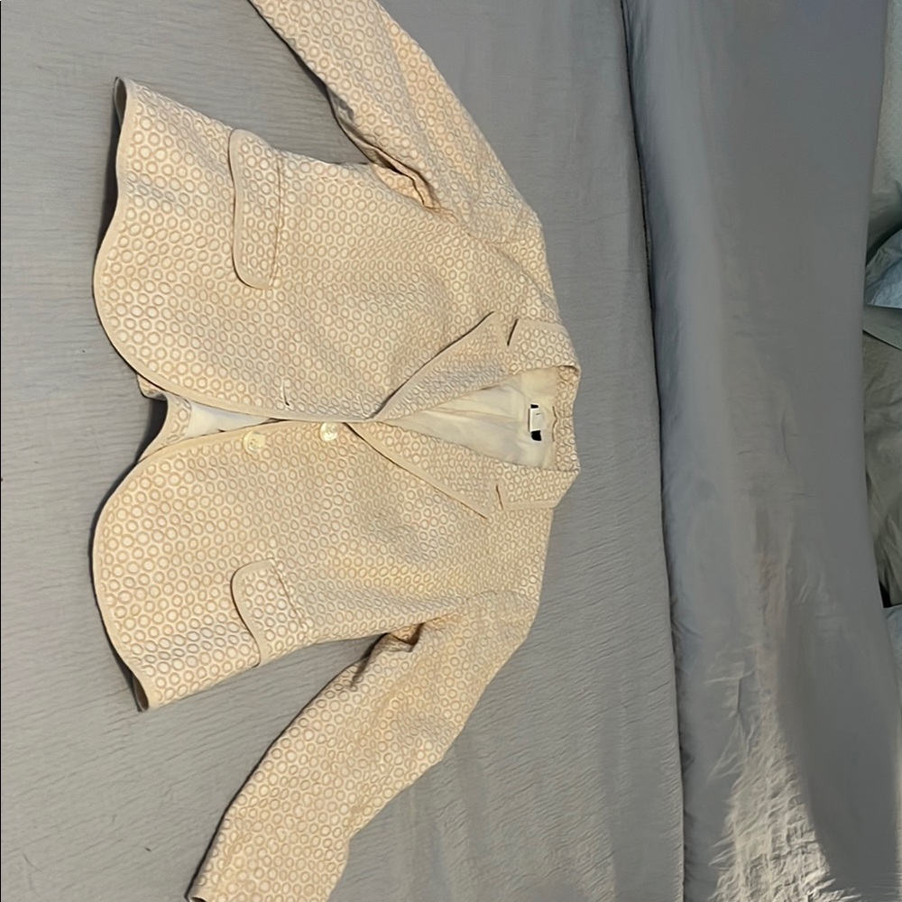 J.Crew Ivory Blazer with Circle Embroidery